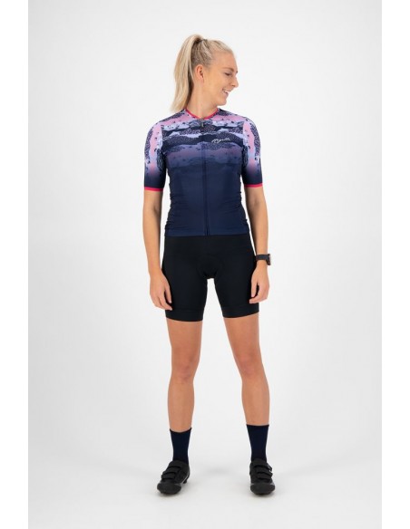 Maillot vélo femme Rogelli Animal Bleu/Rose