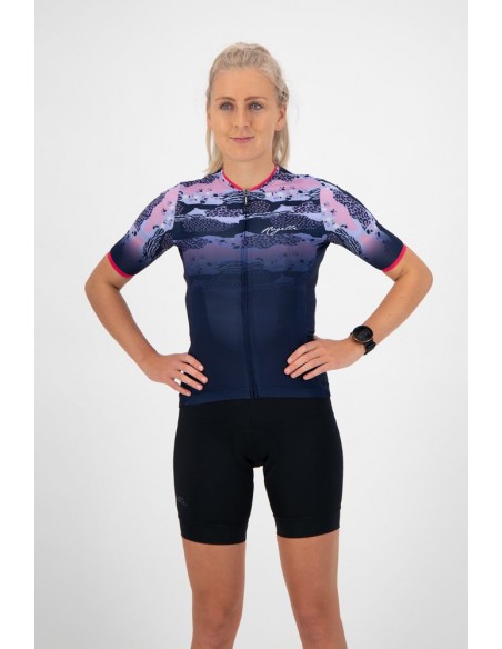 Maillot vélo femme Rogelli Animal Bleu/Rose