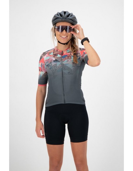 Maillot vélo femme Rogelli Animal Bleu/Corail