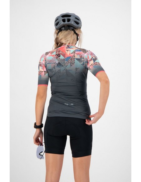 Maillot vélo femme Rogelli Animal Bleu/Corail