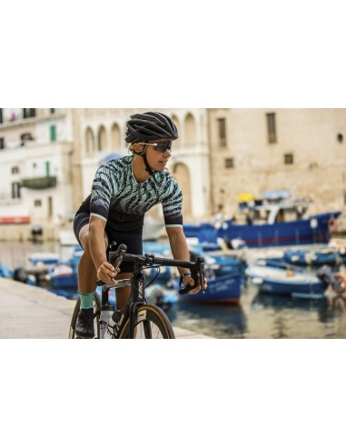 Maillot vélo femme Rogelli Animal Noir/Turquoise