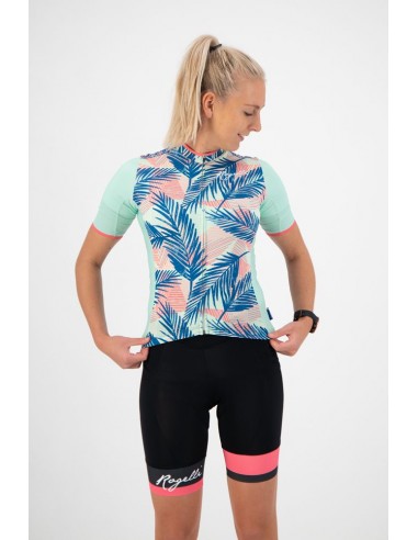 Maillot vélo femme Rogelli Leaf Menthe/Corail