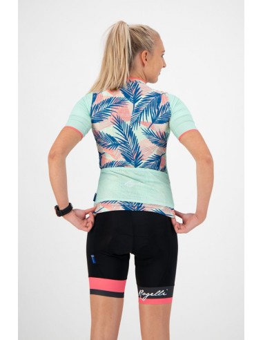 Maillot vélo femme Rogelli Leaf Menthe/Corail