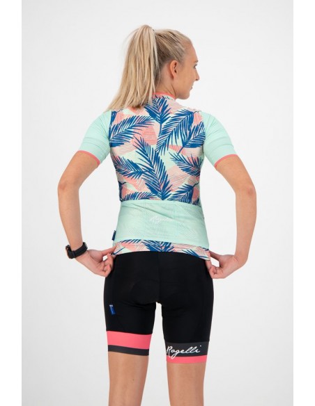 Maillot vélo femme Rogelli Leaf Menthe/Corail