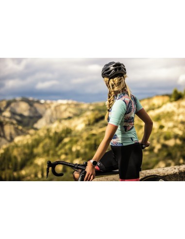 Maillot vélo femme Rogelli Leaf Menthe/Corail