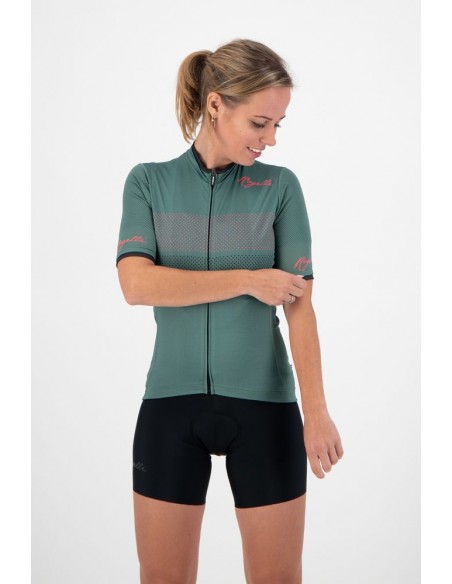 Maillot vélo femme Rogelli Purpose Vert/Corail