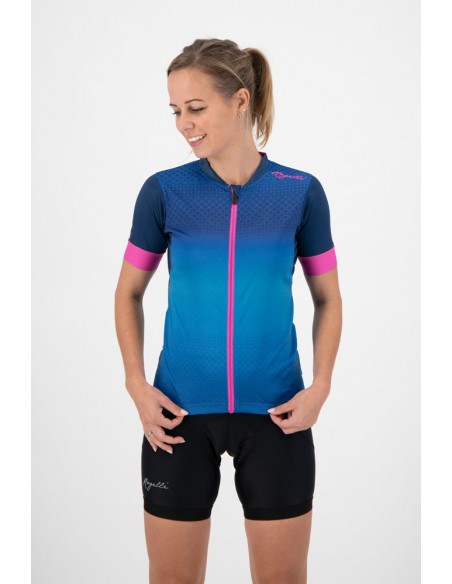 Maillot vélo femme Rogelli Lux Bleu/Rose
