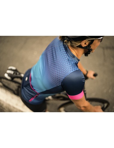 Maillot vélo femme Rogelli Lux Bleu/Rose