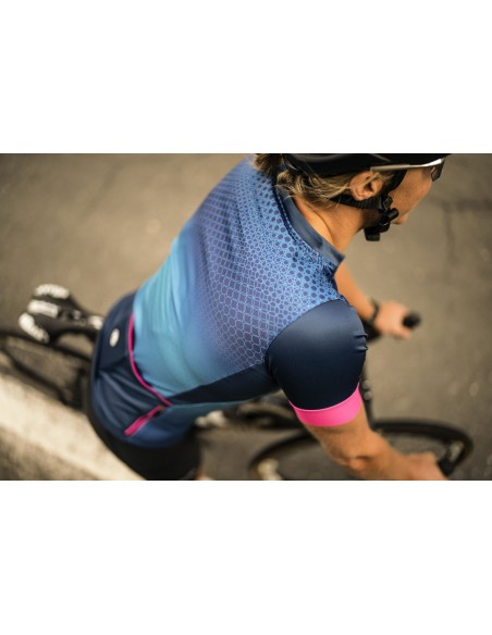 Maillot vélo femme Rogelli Lux Bleu/Rose