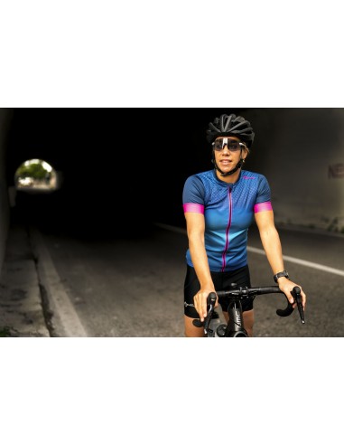 Maillot vélo femme Rogelli Lux Bleu/Rose