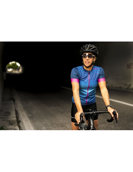 Maillot vélo femme Rogelli Lux Bleu/Rose