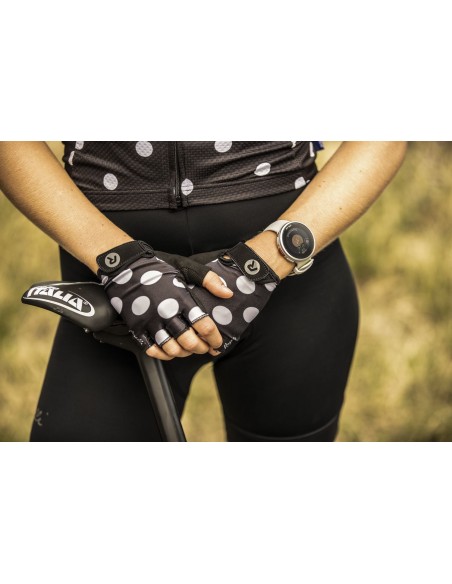 Gants vélo femme courts Rogelli Sprinkle Noir/Blanc