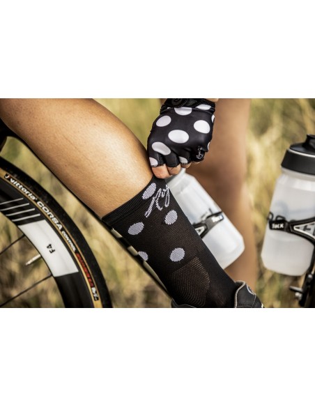 Chaussettes vélo femme Rogelli Sprinkle Noir/Blanc