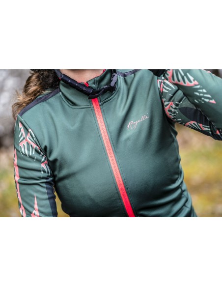 Veste vélo femme Rogelli Vivid Vert/Corail