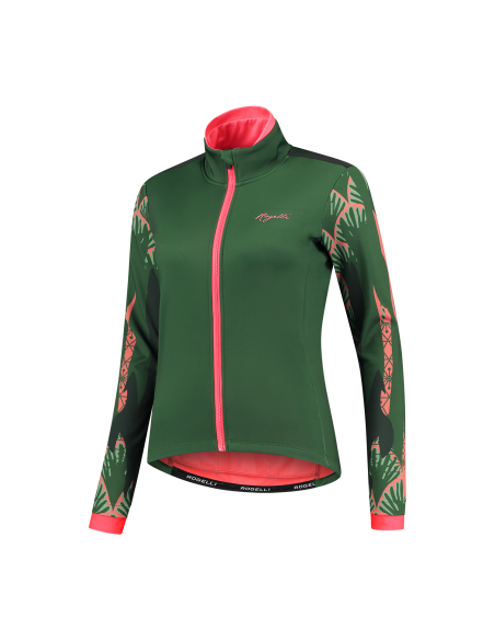 Veste vélo femme Rogelli Vivid Vert/Corail