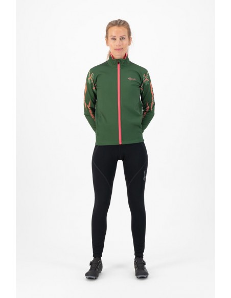 Veste vélo femme Rogelli Vivid Vert/Corail