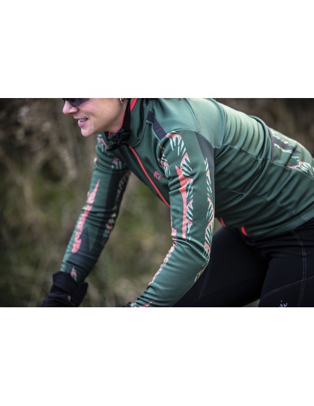 Veste vélo femme Rogelli Vivid Vert/Corail