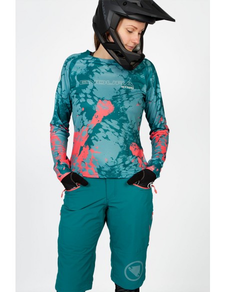 Short VTT femme Endura SingleTrack II bleu/vert