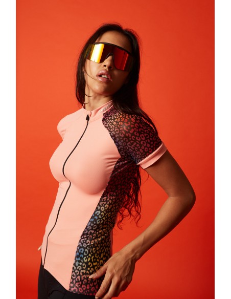 Maillot vélo femme Elite Evo RH+ Pêche / Arc en Ciel