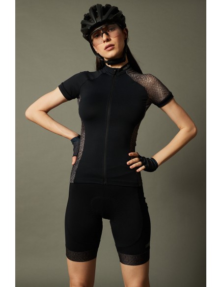 Maillot vélo femme Elite Evo RH+ Noir Écailles / Gris clair