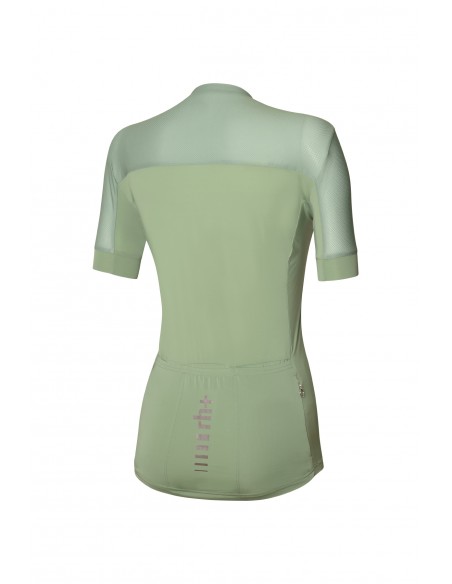 Maillot vélo femme Logo RH+ Vert / Rose Métallique