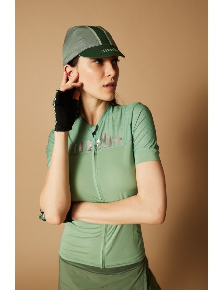 Maillot vélo femme Logo RH+ Vert / Rose Métallique