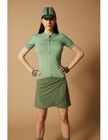 Jupe short vélo femme All Road RH+ Vert / Saumon