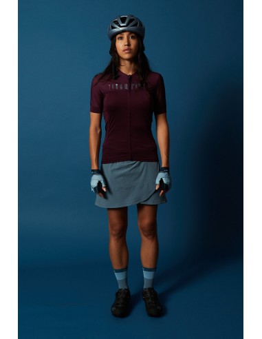 Jupe short vélo femme All Road RH+ Bleu / Bordeaux