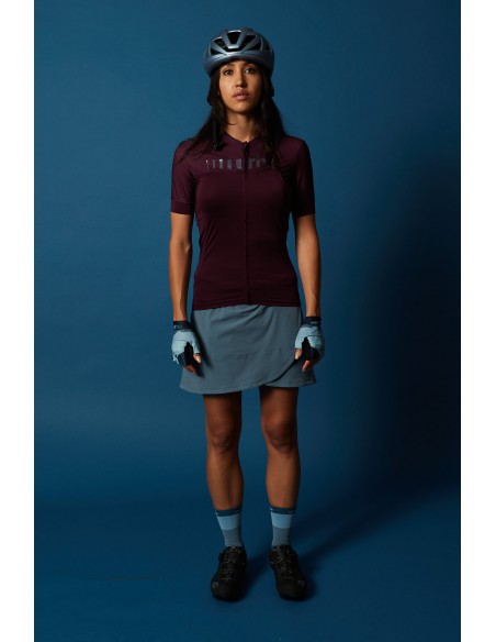 Jupe short vélo femme All Road RH+ Bleu / Bordeaux