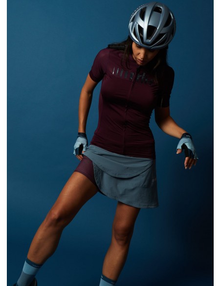 Jupe short vélo femme All Road RH+ Bleu / Bordeaux