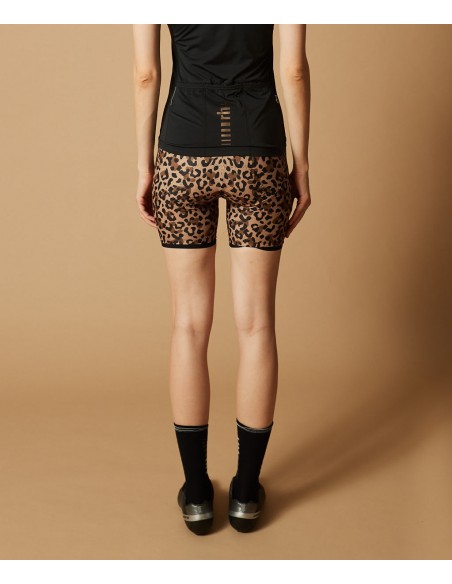 Cuissard vélo femme 15cm RH+ Marron / Noir Leopard Safari