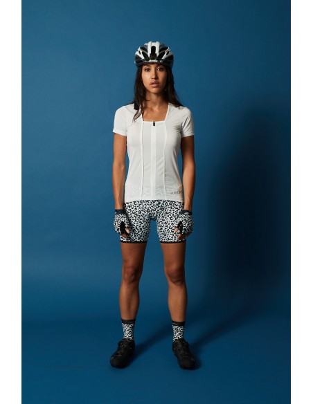 Cuissard vélo femme 15cm RH+ Noir / Blanc Savane
