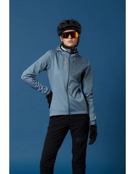 Veste de vélo femme SoftShell à capuche RH+ bleue