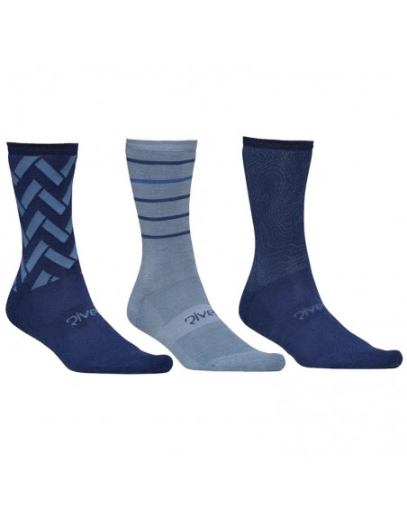 Chaussettes Vélo femme en Merino Rivelo Bleu Lot de 3