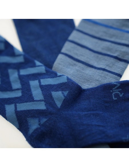 Chaussettes Vélo femme en Merino Rivelo Bleu Lot de 3