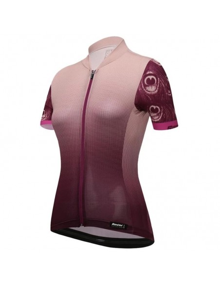 Maillot vélo femme Volo Santini rose/bordeaux