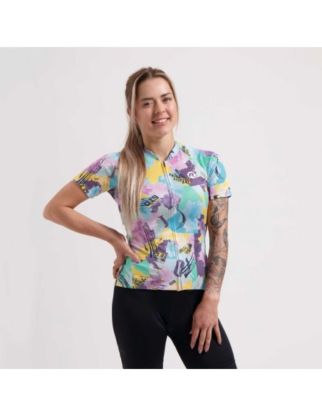 Maillot vélo femme Rogelli Vintage Jaune Vert