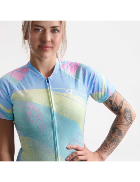 Maillot vélo femme Rogelli Vintage Bleu Rose