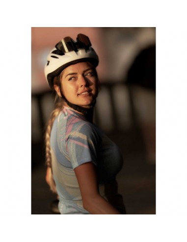 Maillot vélo femme Rogelli Vintage Bleu Rose