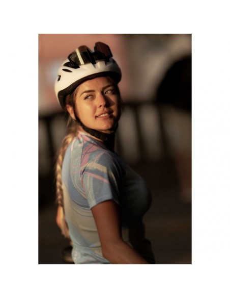 Maillot vélo femme Rogelli Vintage Bleu Rose