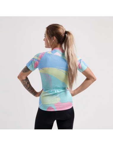 Maillot vélo femme Rogelli Vintage Bleu Rose