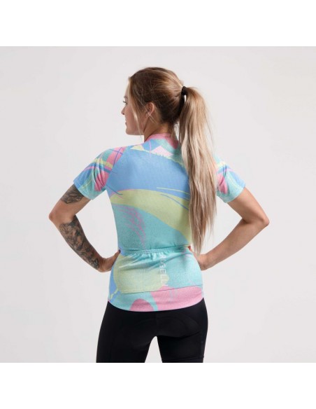 Maillot vélo femme Rogelli Vintage Bleu Rose