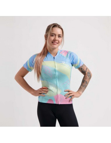 Maillot vélo femme Rogelli Vintage Bleu Rose