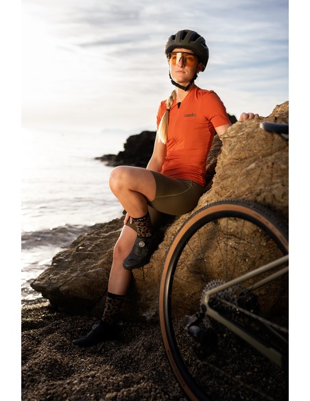 Cuissard vélo femme à bretelles Bibshort RH+ Kaki