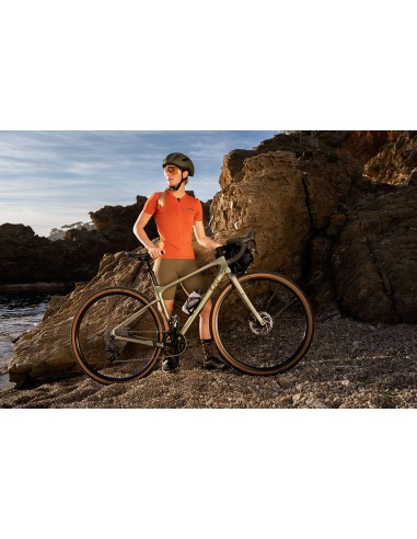 Cuissard vélo femme à bretelles Bibshort RH+ Kaki