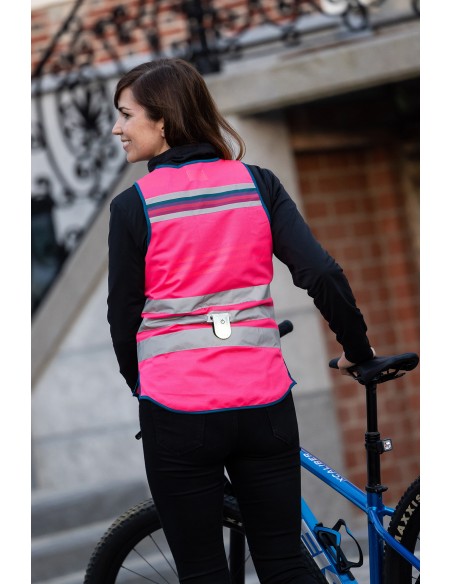 Gilet réfléchissant vélo femme Wowow Lucy rose fluo
