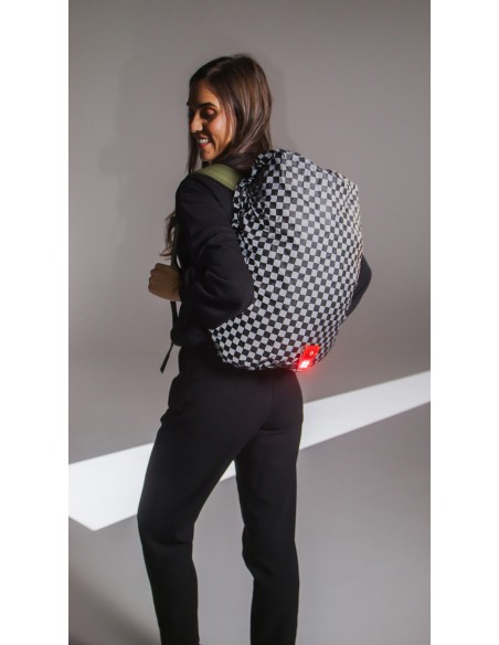 Housse de protection anti-pluie réfléchissante pour sac à dos Wowow à damiers 20-25l