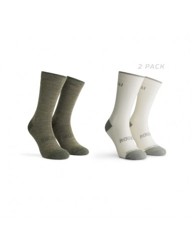 Chaussettes Vélo femme beige et vertes en Merino Rogelli lot de 2