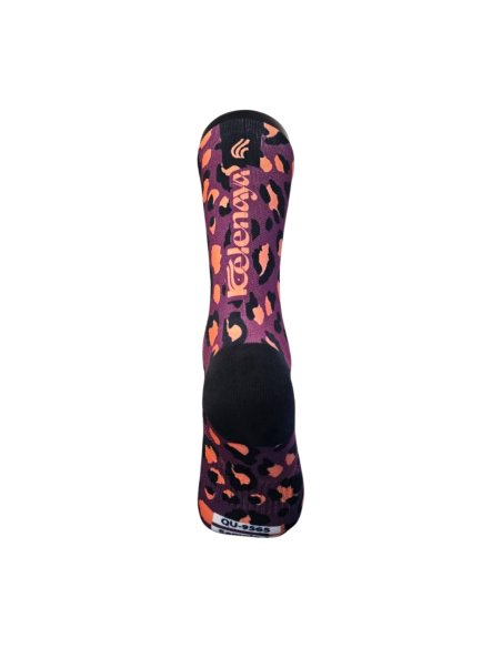 Chaussettes vélo femme leopard violet Kelenaya